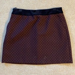 Maroon mini skirt with velvet waistband